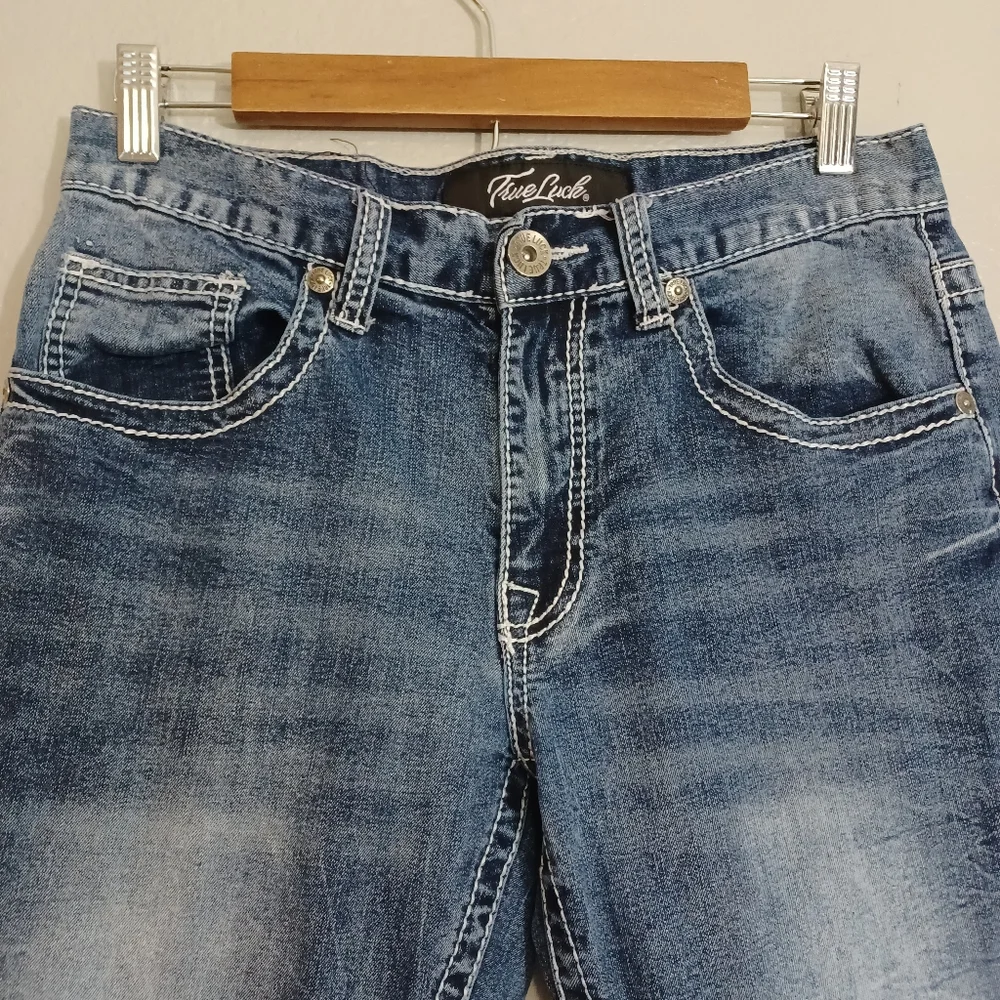 TRUE LUCK Men's 30X30 Blue Jeans Stretch Bootcut Leg Casual Cotton Jeans